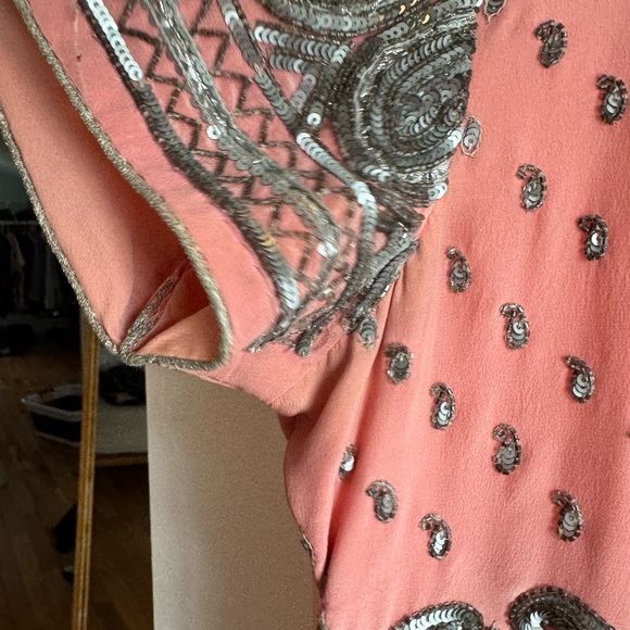 Salmon pink & silver custom shalwar kameez - Picture 4 of 12